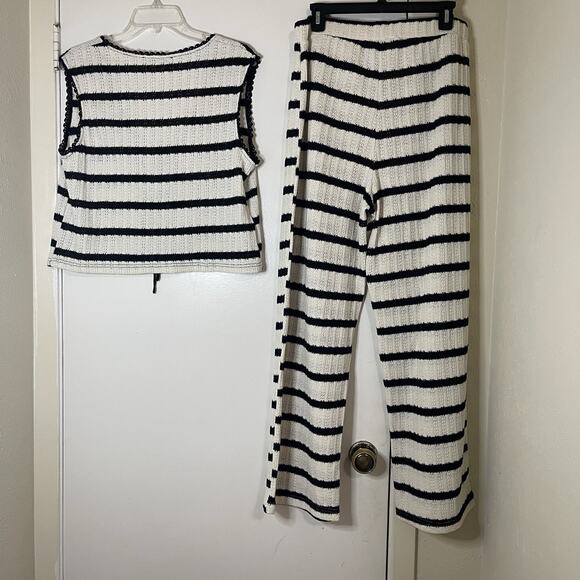 MNG BY MANGO black white striped knit 2 piece vest pants set L/XL - Picture 9 of 12